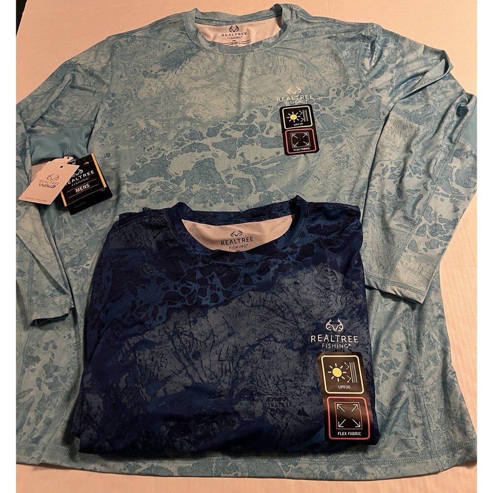 NWT *Lot Of 2* RealTree Fishing Performance Long Sleeve Shirt XXL Flex UPF NEW